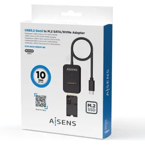 Adaptador USB3.2 Gen2 Tipo-C para SSD M.2 SATA/NVMe (NGFF)