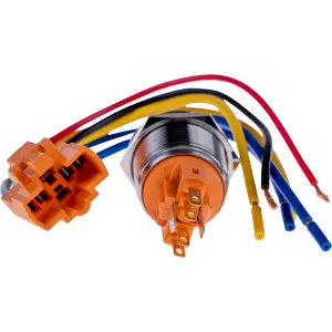 Interruptor de pressão anti-vandalismo DPST NO+NC 250V/7A - Ø22mm c/ LED vermelho (3-8Vdc)