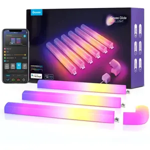 Conjunto de 6 Barras + curva LED RGBIC decorativas modulares inteligentes (WiFi + BT)