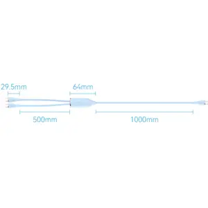 Cable en Y USB-C - 2x USB-C Fast Charge PD 100W en silicona - Azul - 1.5m