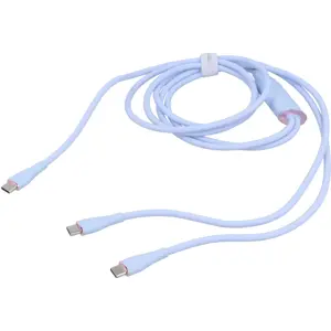 Cable en Y USB-C - 2x USB-C Fast Charge PD 100W en silicona - Azul - 1.5m