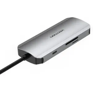 Adaptador/conversor multiport USB-C macho ➝ HDMI + 3x USB-A + USB-C + 2x leitores de cartões de memória