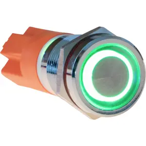 Botón de presión anti-vandalismo SPST NO 250V/20A - Ø12mm con LED verde (3-8Vdc)
