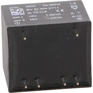 Transformador encapsulado para PCB 400VAC/18V+18V 2.1VA