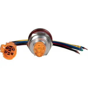 Botão de emergência SPDT 2A/24Vdc c/ retorno por rotação - LED verde/vermelho (9-24Vdc)