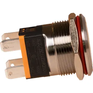 Interruptor de pressão anti-vandalismo DPST NO+NO 250V/15A - Ø22mm c/ LED verde (3-8Vdc)