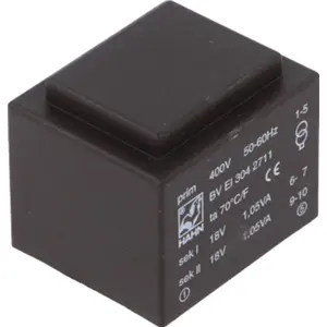 Transformador encapsulado para PCB 400VAC/18V+18V 2.1VA