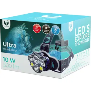 Lanterna de cabeça Ultra T6 2x10W + XP-E 2x3W 500lm recarregável (2x18650 1200mAh Li-Ion) IP64
