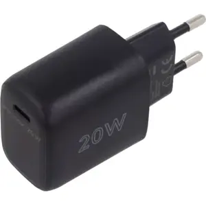 Carregador GaN 1×USB-C PD (20W) - Preto