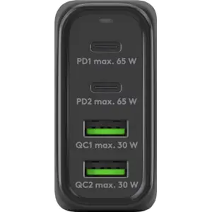 Cargador GaN 2×USB-A QC + 2×USB-C PD (68W) - Negro