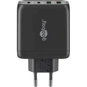Cargador GaN 2×USB-A QC + 2×USB-C PD (68W) - Negro