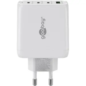 Cargador GaN 1×USB-A QC + 3×USB-C PD (68W) - Blanco