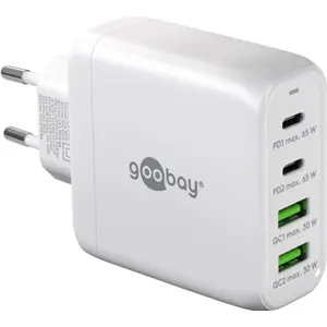 Carregador GaN 2×USB-A QC + 2×USB-C PD (68W) - Branco