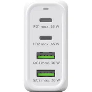 Carregador GaN 2×USB-A QC + 2×USB-C PD (68W) - Branco