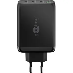 Cargador GaN 1×USB-A QC + 3×USB-C PD (100W) - Negro