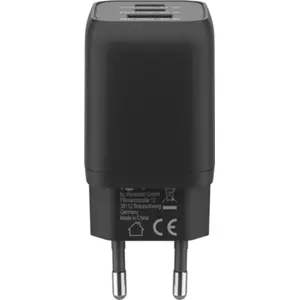 Cargador GaN 1×USB-A QC + 2×USB-C PD (65W) Nano - Negro