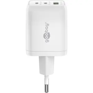 Cargador GaN 1×USB-A QC + 2×USB-C PD (65W) Nano - Blanco