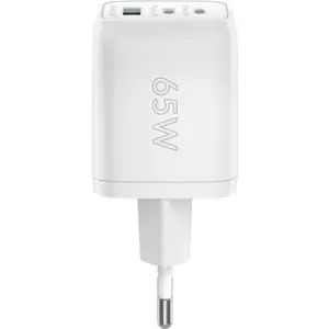Cargador GaN 1×USB-A QC + 2×USB-C PD (65W) Nano - Blanco