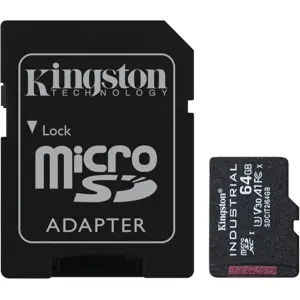 Cartão de memória MicroSDXC 64GB C10 U3 V30 A1 (100/80 MB/s) de nível industrial + adaptador SD