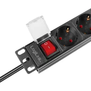 Bloco PDU de 9 tomadas com interruptor para rack bastidor 19'' 1U com ficha schuko