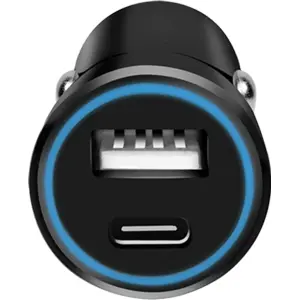 Conjunto de carregadores (Isqueiro + Tomada AC) USB-A + USB-C 15W
