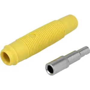 Ficha Banana de Borracha 4mm Fêmea - de soldar - Amarela