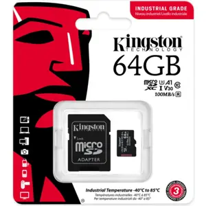 Cartão de memória MicroSDXC 64GB C10 U3 V30 A1 (100/80 MB/s) de nível industrial + adaptador SD