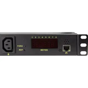 Bloco PDU inteligente 8 Tomadas IEC-C13 1U para Rack 19'' c/ medição corrente e voltagem via IP