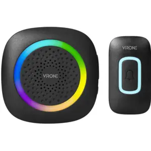 Campainha sem fios (a pilhas) RGB com 60 melodias - alcance 300m - IP44