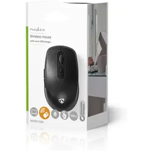 Ratón óptico 800/1000/1600 DPI inalámbrico Wireless 6 botones con scroll - negro