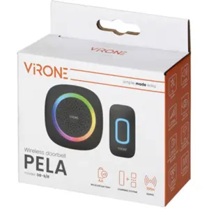 Campainha sem fios (a pilhas) RGB com 60 melodias - alcance 300m - IP44