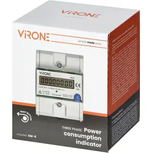 Medidor digital de consumo de energia trifásico 3x5A(80A) c/ saída Pulso + Reset - para calha DIN