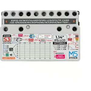 Mini computador portátil com StampS3, bateria, teclado e display de 1.14''