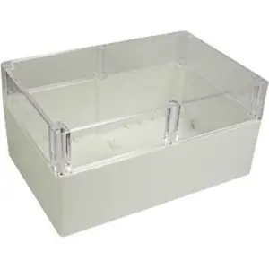 Caixa plástica 160x240x120mm cinza c/ tampa transparente - IP65