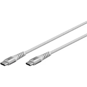 Cabo USB-C ⇿ USB-C 60W 3.0A c/ revestimento de tecido e fichas metálicas - branco - 3.0m