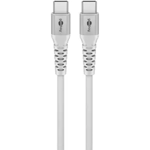 Cabo USB-C ⇿ USB-C 60W 3.0A c/ revestimento de tecido e fichas metálicas - branco - 2.0m