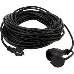 Extensão Schuko c/ tampa (3G 1.5mm2) - preto - IP44 - 25m