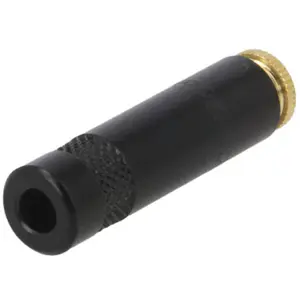 Ficha Jack 3.5mm STEREO fêmea metálica p/ cabo - Preto