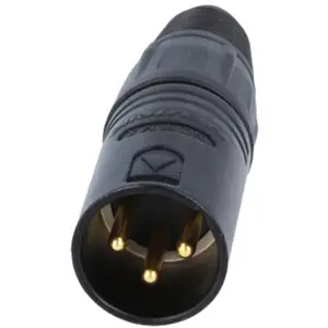 Ficha Cannon (XLR) macho 3 pinos para soldar cabo - metal preto
