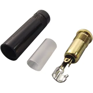 Ficha Jack 3.5mm STEREO fêmea metálica p/ cabo - Preto