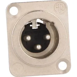 Ficha Cannon (XLR) 3 pinos macho para painel - níquel