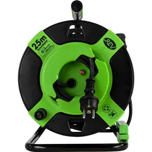 Extensão Schuko macho-fêmea c/ Enrolador (3x1.5mm²) - Verde - IP44 - 25m - REV