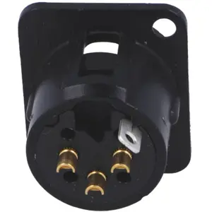 Ficha Cannon (XLR) 3 pinos macho para painel - Preto