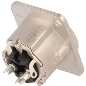 Ficha Cannon (XLR) 3 pinos macho para painel - níquel