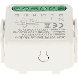 Módulo interruptor duplo p/ iluminação LED 2x150W 2x5A inteligente WiFi (compatível c/ Tuya)