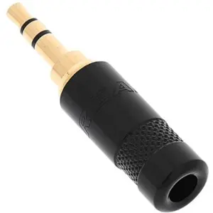 Ficha Jack 3.5mm STEREO macho metálica p/ cabo - Preto