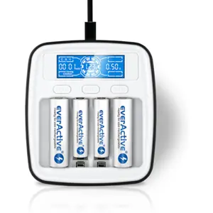 Carregador profissional para 1-4 baterias AAA / AA Ni-MH c/ LCD