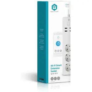 Bloco de 3 tomadas inteligente c/ Wifi + 4x USB c/ cabo 1.8m (compatível c/ Tuya)