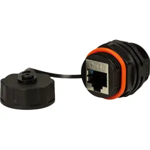 Tomada RJ45 Cat6a blindada de painel fêmea-fêmea - estanque IP68