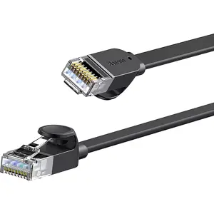 Cabo de rede RJ45 CAT6 U/UTP 1.0m - espalmado - preto